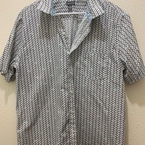 Van Heusen Mens Polka White Shirt Shark Print Size XXL Floral Collar